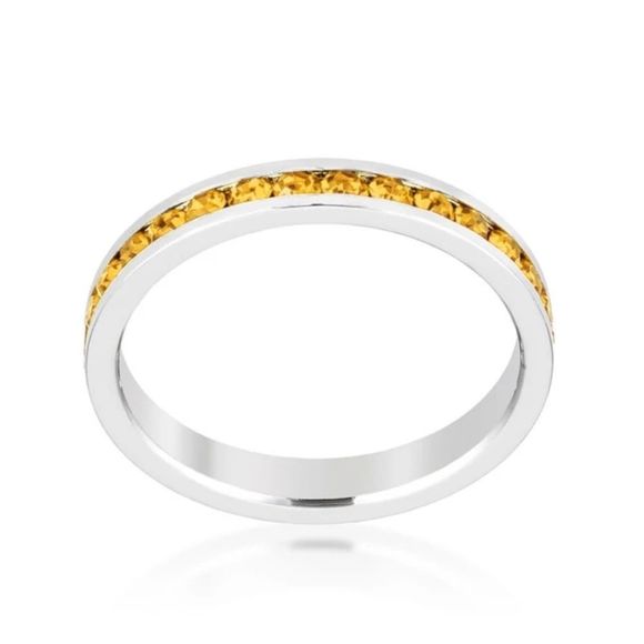 None Jewelry - Eternity Ring with Swarovski Yellow Topaz Crystals Stackable